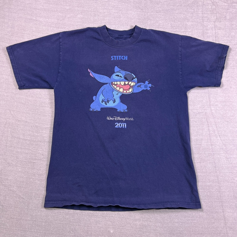 Disney Unisex Blue Short Sleeve 2011 Lilo & Stitch Graphic Cotton T-Shirt Size M